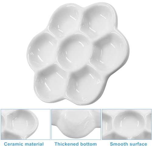 Piutouyar 2 Pack Hermit Crab Food Dish, 7 Compartments Ceramic Hermit Crab Feeding Dish Food and Water Bowl Ceramic Dishes