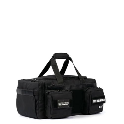 WOLFpak 30L Perfect Duffle Bag - Sports Tactical Gym Bag (Alpha Black) | Laptop Pouch, MOLLE Compatible, Padded Straps, 1000D Waterproof Fabric, Dual Cup Holders, Military Grade - color: Alpha Black