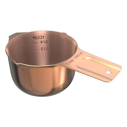 Color Up 1 Cup Measuring Cup (240 ml) – Premium Copper Stainless Steel, Accurate for Wet & Dry Ingredients, Embossed Markings, Easy-Pour Spouts, Dishwasher-Safe, Kitchen Essential - size: 1 Cup (240 ml) Copper