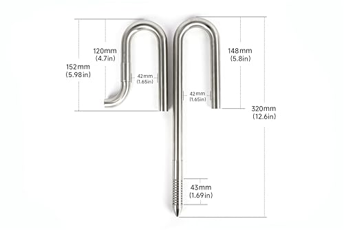 304 Stainless Steel Lily Pipes with Clamps for Rimless Glass Aquarium, Inflow and Outflow Set (Pipe Diameter 16mm) - size: ID/OD=14/16mm