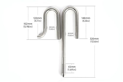 304 Stainless Steel Lily Pipes with Clamps for Rimless Glass Aquarium, Inflow and Outflow Set (Pipe Diameter 16mm) - size: ID/OD=14/16mm