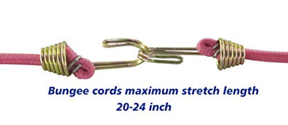 Marcobrothers Mini Bungee Cord with Steel Hook, 14" X 2, Pink - size: 14 inch X 2