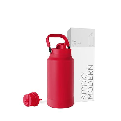 Simple Modern Water Bottle Jug | Straw & Chug Lid | 64oz, Red - color: -Ember Red, size: 64 Ounces