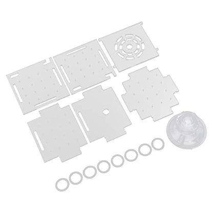 Fish Isolation Box | Acrylic Breeding Hatchery for Young Fishes/Shrimp | 1.5mm Hole Size with Feeding Port & Suction Cup | 6 Panels + 8 Silicone Rings (Single-Cable mini 6 * 6 * 6)