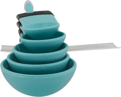KitchenAid Classic Measuring Spoons, Set of 5, Aqua Sky/Black - color: Aqua Sky/Black