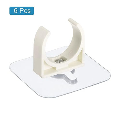 uxcell PVC Water Pipe Clamp Clips, 6pcs Fit for 32mm(1-1/4") OD Tubing Hose Hanger Support U-Shaped Pipe Clips with Adhesive for Water Pipe, Gas Tubing - size: 32mm