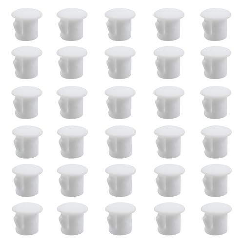 White Hole Plug, Circular Plastic Snap in Locking Tube Plug, Embedded Panel Plastic Fastener Cover, Furniture Fence Column Tube Insertion End Cover, 1/4 Inch, 30 PCS