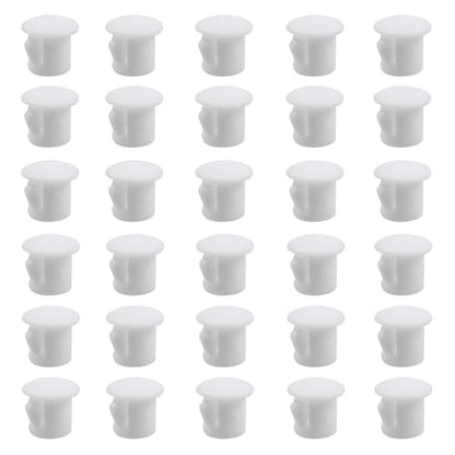 White Hole Plug, Circular Plastic Snap in Locking Tube Plug, Embedded Panel Plastic Fastener Cover, Furniture Fence Column Tube Insertion End Cover, 1/4 Inch, 30 PCS