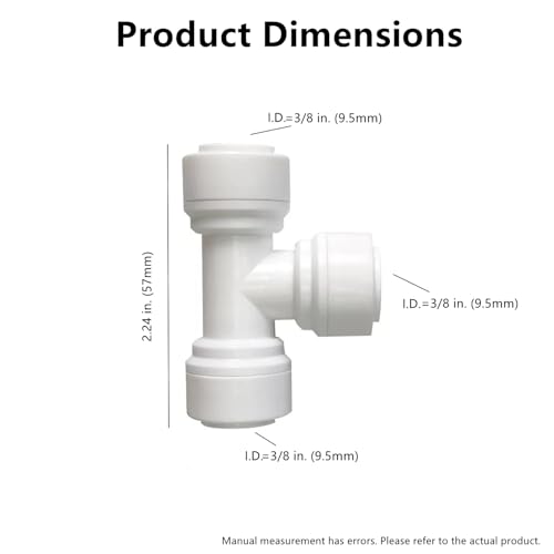 3/8 inch Tee Connector Push to Connect Fittings Plastic Quick Fitting for water purification&RO System (5, 3/8" Tube O.D.X3/8" Tube O.D.X 3/8" Tube O.D.) - style: 3/8 inch T connect(5)