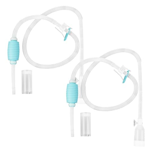 TERA PUMP 2 Pack Large Aquarium Gravel Cleaner (1.5 GPM) BPA-Free, Drainage Nozzle, Filtered Nozzle, Stablitzation Clip & Suction Cup, Ideal for 10 to 20 Gallon Aquariums - size: Large (2PK)