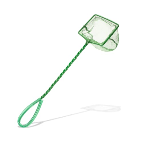 Aquarium Fish Net Small Betta Fish Tank Cleaning Net Sludge Food Residue Wastes Skimmer with Soft Fine Mesh and Braided Matal Handle for Small Ponds and Pools(3 inch) - size: 3 inch