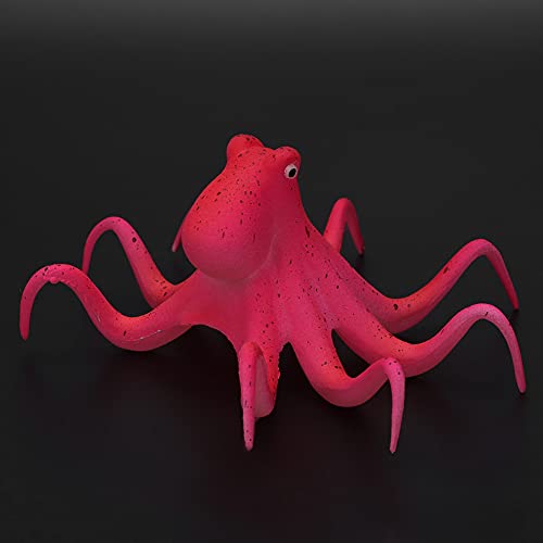 Fydun Aquarium, Ornaments Decoration Fish e Ornament Artificial Silicone Fluorescent Simulation Octopus with Suction Cup Green (Red)