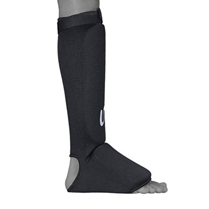 UFG Ultimate - Cloth Shin Instep Guard - Karate MMA Boxing Muay Thai Training Protection - color: Black, size: Large-X-Large