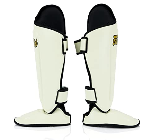 Fairtex SP8 Lightweight Durable Shin Guards, Expanded Side Protection Pads - color: White, size: Large