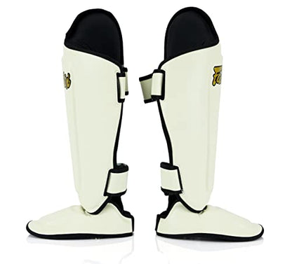 Fairtex SP8 Lightweight Durable Shin Guards, Expanded Side Protection Pads - color: White, size: X-Large