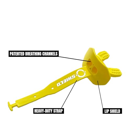 O Shield Striker Football Lip Guard with Permanent Strap - color: Yellow / Gold