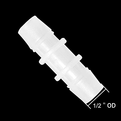 Plastic Hose Barb Fitting 1/2" x 1/2" Pipe Connectors Joint Splicer Mender Adapter Union for Aquarium Household Adapters Fuel Gas Liquid Air (Pack of 5)