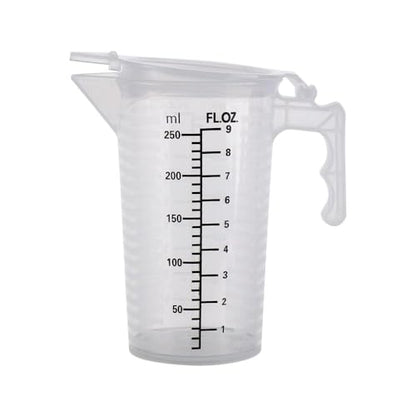 Measuring Cup With Lid,Plastic Measuring Cups,ML measuring cup for liquid,With Handle,Measuring Cup with 2 Scales (OZ, ML) and V-Shaped Spout, Easy to Read,250ml