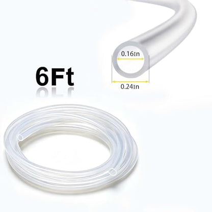 Aquarium Silicone Airline Tubing Odorless Anti-Fall-Off Air Hose 6Ft 3/16" (4mm) ID for Fish Tank Air Pump Air Stone and Bubble Filter