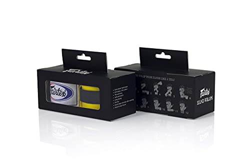Fairtex HW2 Elastic Cotton Handwraps, 120' and 180" Full Length Hand Wraps-Many Colors - color: Yellow, size: 180"