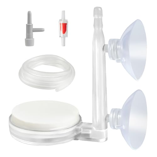 AQUANEAT Aquarium Air Stone Disc, 1.4 Inch Nano Bubble Stone Kit Quiet Dissolved Oxygen Diffuser with Accessories tubing and valves for Small Fish Tank
