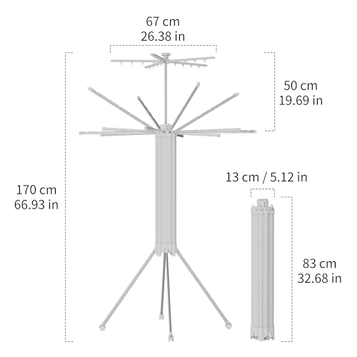 RFOUO Foldable Clothes Drying Rack Aluminum 4 Legs 16 Rods Double Layer - color: Double