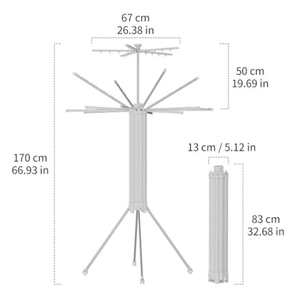 RFOUO Foldable Clothes Drying Rack Aluminum 4 Legs 16 Rods Double Layer - color: Double