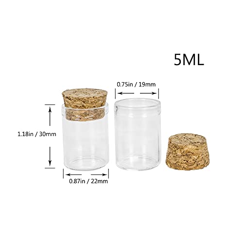6 Pcs Empty Transparent Test Tube Glass Bottle Vials With Cork Stopper, Clear Glass Bottles Jars for Wedding Favors Art Crafts DIY (22x30x17mm 0.17 OZ)