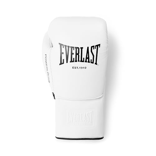Everlast Powerlock OG Pro Boxing Gloves - color: White/White/Black, size: 10oz