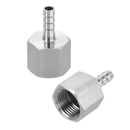 2 Pack Stainless Steel Hose Barb to NPT Male Adapter, 1/4" Barb x 3/8" NPT Female for Industrial, Automotive, Fluid Transfer, Home Gardening - size: 1/4" Barb To 3/8" NPT Female