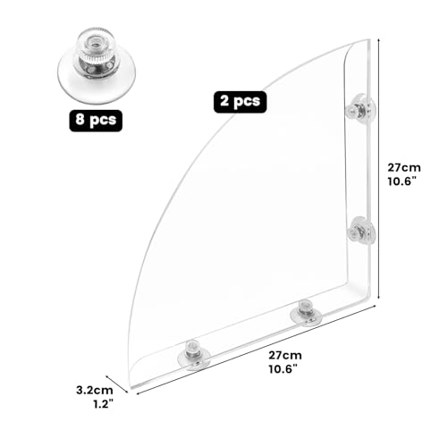 2Pcs Removable 10.6"x10.6" Large Shower Splash Guard with Silicone Sucker, Reusable Splash Guard for Shower, 3MM Thickened Bathtub Splash Guard,Detachable Bathtub Splash Guard for Tub