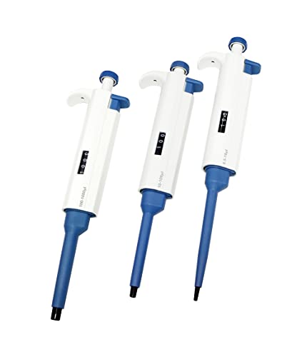 Micropipette kit, 0.5-10ul 10-100ul 100-1000ul, Adjustable Single Channel Pipette, 3 Pieces, Pipette Stand, 3 Racks of sterile Pipette Tips (SC Pipettors-3pcs-Set A) - style: Kit of Pipettors and tip 0.5ul-1000ul
