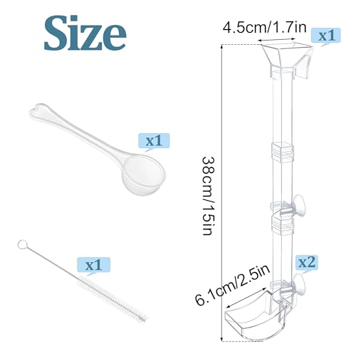 Aquarium Fish Shrimp Feeding Dish Set Clear Fish Feeder Tube and Dish with Cleaning Brush and Measuring Spoon for Feeding Shrimp and Preventing Food Scattering Feeding Supplies for Shrimp Large