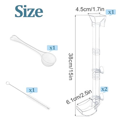Aquarium Fish Shrimp Feeding Dish Set Clear Fish Feeder Tube and Dish with Cleaning Brush and Measuring Spoon for Feeding Shrimp and Preventing Food Scattering Feeding Supplies for Shrimp Large