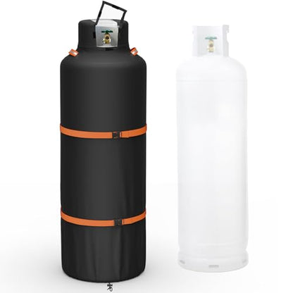100lb Propane Tank Cover, Heavy-Duty Waterproof Outdoor Gas Cylinder Cover,All-Weather Dustproof,Fits Standard 100lb Tank Cylinder-15.7" Dia x 48.8" H,Black - color: Black, size: 100lb