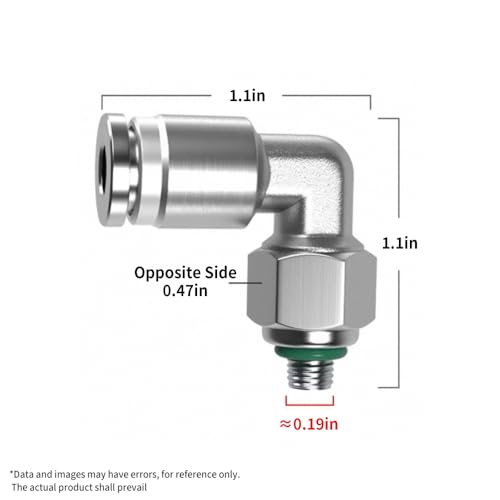 PNEUMATIC 304 Stainless Steel Male Elbow 1/4 Inch Tube OD x M5 Thread 90 Push to Connect Tube Fitting (Pack of 2) - size: 1/4"OD x M5