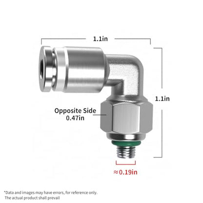 PNEUMATIC 304 Stainless Steel Male Elbow 1/4 Inch Tube OD x M5 Thread 90 Push to Connect Tube Fitting (Pack of 2) - size: 1/4"OD x M5