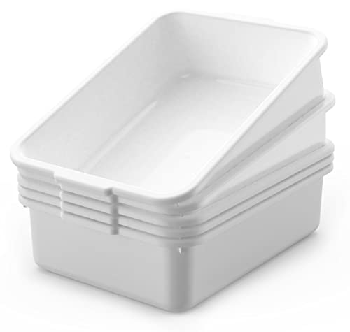 5-Pack Commercial Bus Tubs Box/Tote Box, White Plastic Storage Bin with Handles/Wash Basin Tub (8 Liter) - color: White, size: 8 Liter-White
