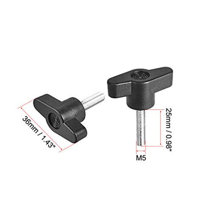uxcell Clamping Handle Screw Knobs Handle M5 x 25mm Threaded T-Shape 10pcs - size: M5