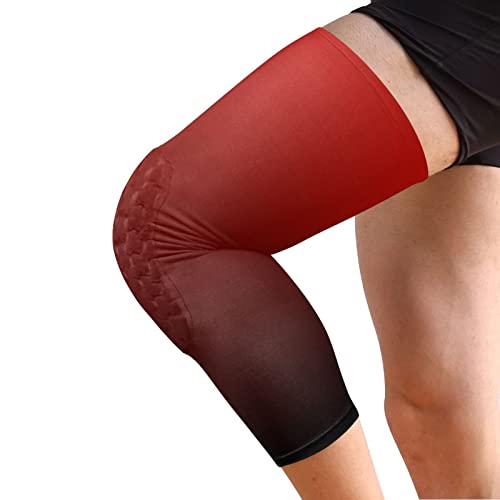 Dark Red Black Gradient Sports Knee Pads Youth Volleyball Basketball Knee Pads Long Leg Sleeves Braces Compression Wrestling Knee Pads for Boys Girls Football Dance Yoga - color: Dark Red Black Gradient