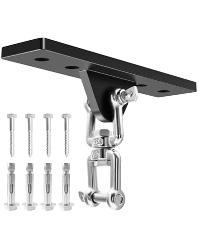 Ceiling Mounted Swing Hooks Rotate 360 Degrees | Heavy Bag Hanger for Punching Bags, Stainless Steel Swing Hangers for Gym Aerial Yoga Swing Chairs and Hammocks - style: Heavy Bag Hanger