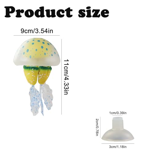 WishLotus Aquarium Jellyfish Decoration, Soft Silicone Glowing Aquarium Decorations Fluorescent Jellyfish with Suction Cup New Upgraded Simulation Aquarium Decor for Various Fish Tank (C 1, Blue)