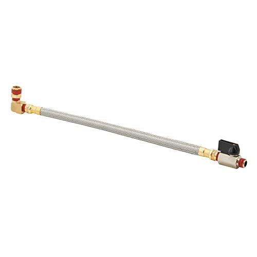 Extended Tank Drain Valve Assembly Kit Flexible Braided Steel Tube 15 inch 1/4 Inch NPT Pipe Fitting for Air Compressor - size: 15 Inch