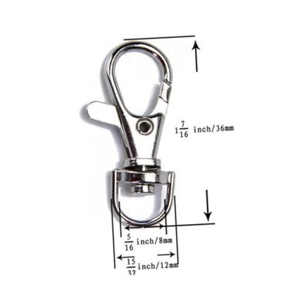 Silver Metal Swivel Lobster Snap Clasp Hooks 5 Piece Set | Easy to Close and Open, Spring Loaded Gate, for Decorations and Key Rings, Beading Projects