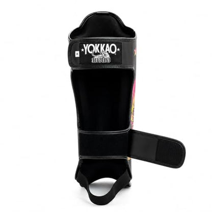 YOKKAO Microfiber Shin Guards - A-Grade Thai Microfiber | Multi-Layer Foam | Single-Shell Wrap | Produced at YOKKAO Factory, Thailand | S-L - color: Black Flame, size: Small