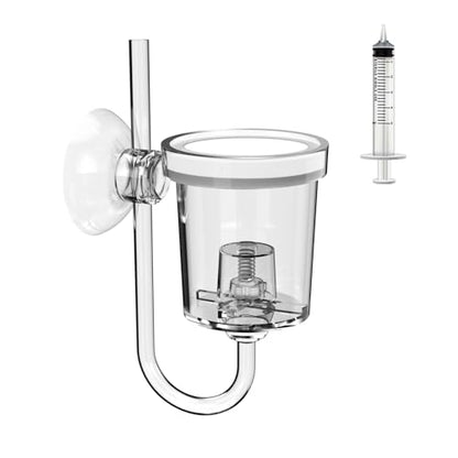 FZONE Acrylic Aquarium CO₂ Diffuser with Built-in Check Valve & Bubble Counter, Syringe & Suction Cup – Fine Bubble CO₂ Delivery for Planted Tanks (L-33mm) - size: L-33mm