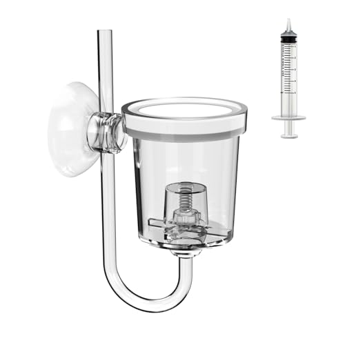 FZONE Acrylic Aquarium CO₂ Diffuser with Built-in Check Valve & Bubble Counter, Syringe & Suction Cup – Fine Bubble CO₂ Delivery for Planted Tanks (L-33mm) - size: L-33mm