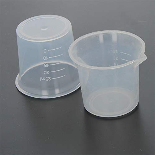 Othmro 2Pcs Kitchen Lab 25mL Plastic Measuring Cup Jug Pour Spout Container Baking Tool Measuring Cup Labs PP Graduated Beakers - color: 25ml 2Pcs