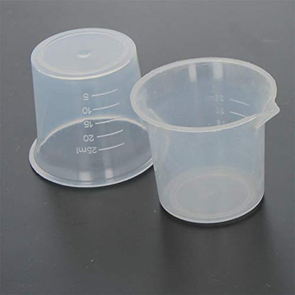 Othmro 2Pcs Kitchen Lab 25mL Plastic Measuring Cup Jug Pour Spout Container Baking Tool Measuring Cup Labs PP Graduated Beakers - color: 25ml 2Pcs