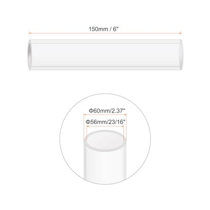 6" Clear Plastic Rigid Pipe 56mm ID x 60mm OD (2 3/16" ID x 2.375" OD) Acrylic Round Tubing, [for Plumbing, Hydraulics, Aquarium] - size: 2 3/16" x 2.375"